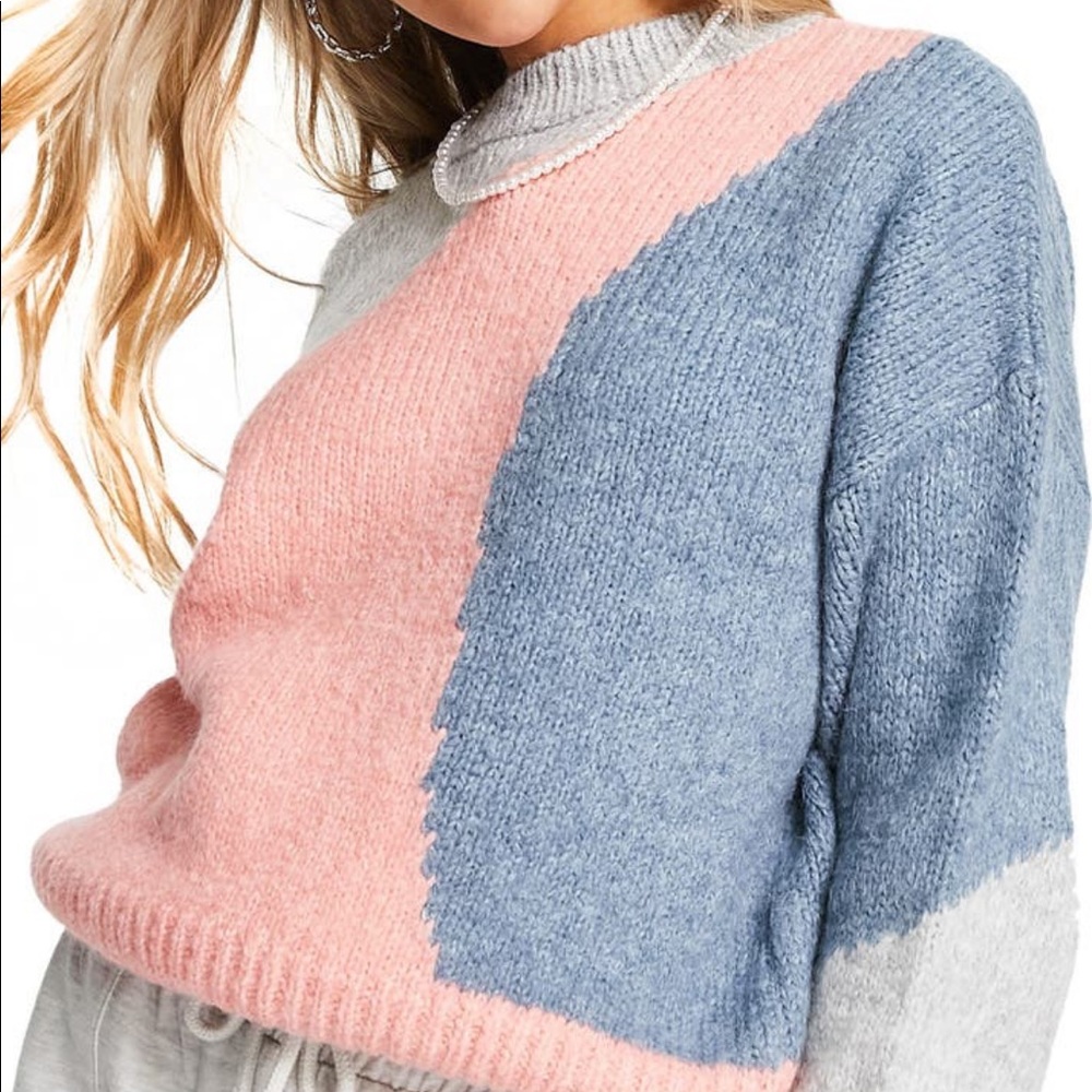 TopShop Abstract Colorblock Sweater
